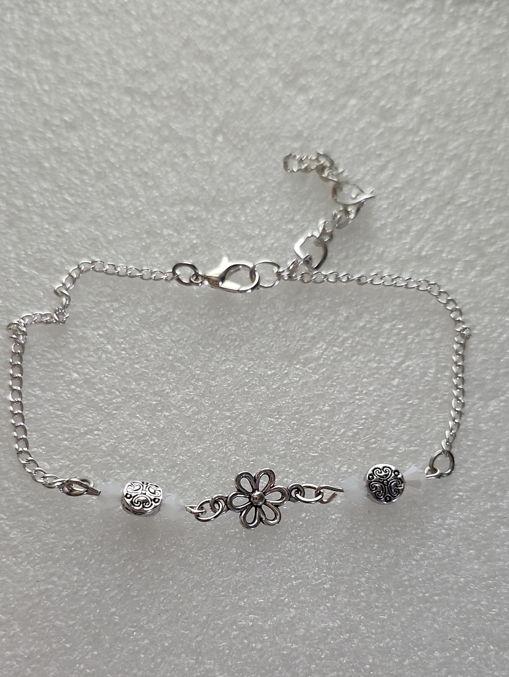 Hand Crafted Silver Floral Link Bracelet / Anklet